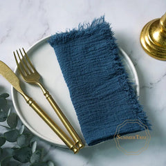 20PCS Napkins 41x41CM Cotton Cloth Gauze Retro Burr Rustic Kitchen Tea Towel Wedding Party Dinner Christmas Napkin Table Decor - SHOWLU FASHION STORE