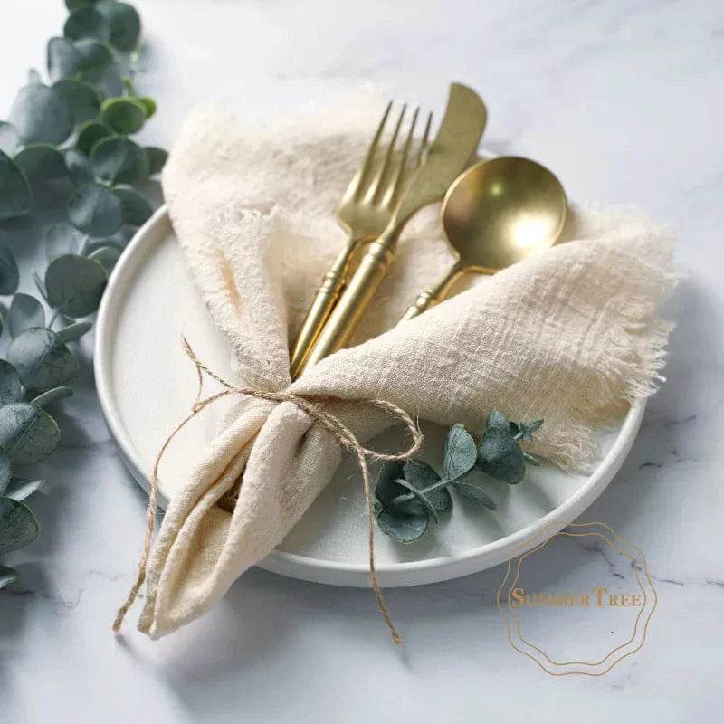 20PCS Napkins 41x41CM Cotton Cloth Gauze Retro Burr Rustic Kitchen Tea Towel Wedding Party Dinner Christmas Napkin Table Decor - SHOWLU FASHION STORE