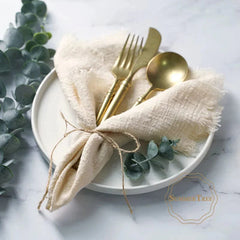 20PCS Napkins 41x41CM Cotton Cloth Gauze Retro Burr Rustic Kitchen Tea Towel Wedding Party Dinner Christmas Napkin Table Decor - SHOWLU FASHION STORE