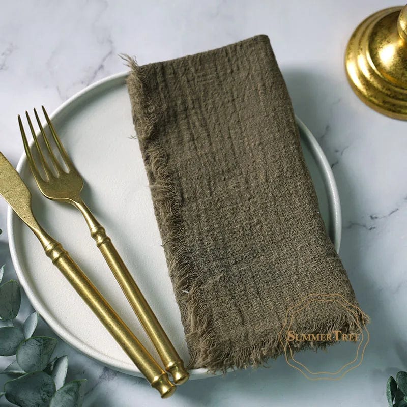 20PCS Napkins 41x41CM Cotton Cloth Gauze Retro Burr Rustic Kitchen Tea Towel Wedding Party Dinner Christmas Napkin Table Decor - SHOWLU FASHION STORE