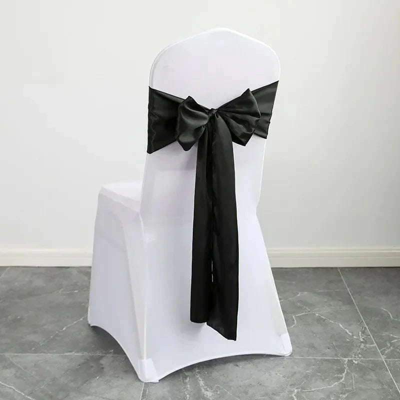24PCS 17x275cm Sky Blue Satin Chair Sashes Bows Chair Cover Ribbons for Wedding Banquet Party Baby Shower Event Decorations - SHOWLU FASHION STORE
