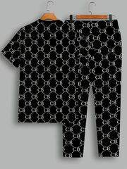 Zhiyu OBM Men's Summer Casual Sportswear 2pcs Set, Fashionable Round Neck Short Sleeve T-Shirt with Drawstring Pants