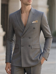 2pcs Men'S Tailored Suit with Notched Lapel & Matching Vest - Slim Fit Formal Wedding & Party Coat, Solid Color Long Sleeve with Pockets, Black/Brown/Beige, Wedding Attire, Sophisticated Style, Notched Lapel Design