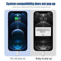 A comparison showing an iPhone charging without error messages versus one displaying a warning.