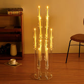 37.7 Inches Tall Large 10 Arm Acrylic Candelabra Centerpieces for Tables, Floor Clear Tall Candlesticks Holder with Removable Lampshade for Wedding Party Home Decoration, Fit 0.82" LED Candles - SHOWLU FASHION STORE