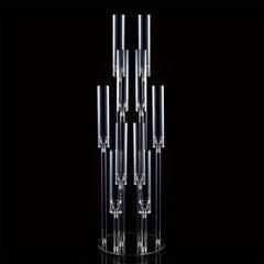 37.7 Inches Tall Large 10 Arm Acrylic Candelabra Centerpieces for Tables, Floor Clear Tall Candlesticks Holder with Removable Lampshade for Wedding Party Home Decoration, Fit 0.82" LED Candles - SHOWLU FASHION STORE