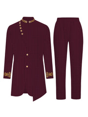 Men's Casual Long-sleeved Two-piece Suit, Mid-length Top And Trousers