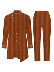 Men's Casual Long-sleeved Two-piece Suit, Mid-length Top And Trousers