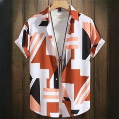 3D Printed Geometry Men's Shirts Color Block Graphics Fashion Button Short Sleeve Lapel Hawaiian Blouse shirts for men Summer - SHOWLU FASHION STORE
