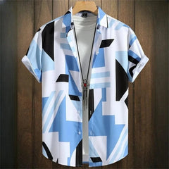3D Printed Geometry Men's Shirts Color Block Graphics Fashion Button Short Sleeve Lapel Hawaiian Blouse shirts for men Summer - SHOWLU FASHION STORE
