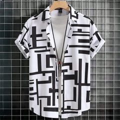 3D Printed Geometry Men's Shirts Color Block Graphics Fashion Button Short Sleeve Lapel Hawaiian Blouse shirts for men Summer - SHOWLU FASHION STORE