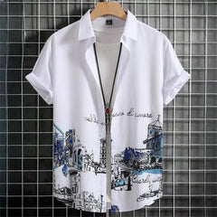 3D Printed Geometry Men's Shirts Color Block Graphics Fashion Button Short Sleeve Lapel Hawaiian Blouse shirts for men Summer - SHOWLU FASHION STORE