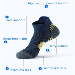 3Pair Professional Fitness Sports Socks Towel Bottom Non - Slip Running Socks Men Women Short Quick - Drying Basketball Training Sox - SHOWLU FASHION STORE