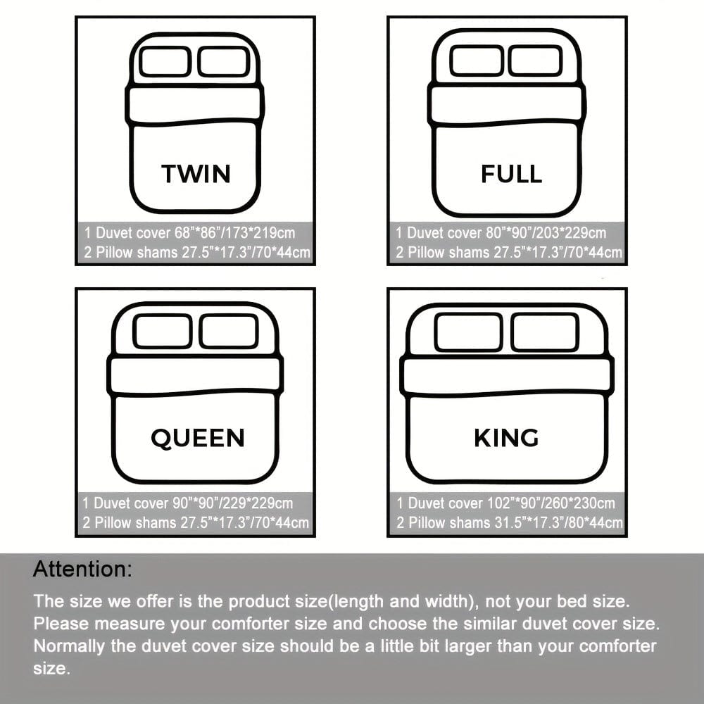 3pc Luxury Flower Printed Duvet Cover Set - Luxuriously Soft & Hypoallergenic, Vibrant Pattern for Bedroom & Guest Room Decor - Includes 1 Duvet Cover + 2 Pillowcases, Machine Washable (No Duvet Core) - SHOWLU FASHION STORE