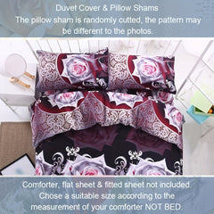 3pc Luxury Flower Printed Duvet Cover Set - Luxuriously Soft & Hypoallergenic, Vibrant Pattern for Bedroom & Guest Room Decor - Includes 1 Duvet Cover + 2 Pillowcases, Machine Washable (No Duvet Core) - SHOWLU FASHION STORE