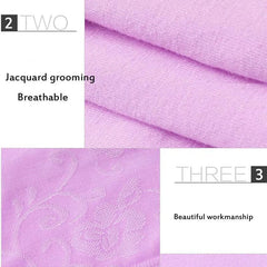 Close-up of light purple cotton panties featuring a breathable knit texture and floral embroidery.