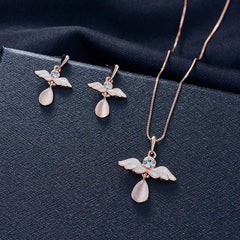 Showlu Fashion Store 0 5 3pcs/set Jewelry Sets Women Elegant Waterdrop Rhinestone Pendant Necklace Hook Earrings Jewelry Set