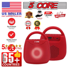 4" Portable Bluetooth Speaker Outdoor Wireless Mini 40W with Loud Stereo and Booming Bass, USB, FM, 10H Playtime, LED Party Lights, Water Resistant 5 Core - BLUETOOTH 13R - SHOWLU FASHION STORE