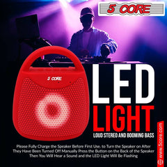 4" Portable Bluetooth Speaker Outdoor Wireless Mini 40W with Loud Stereo and Booming Bass, USB, FM, 10H Playtime, LED Party Lights, Water Resistant 5 Core - BLUETOOTH 13R - SHOWLU FASHION STORE