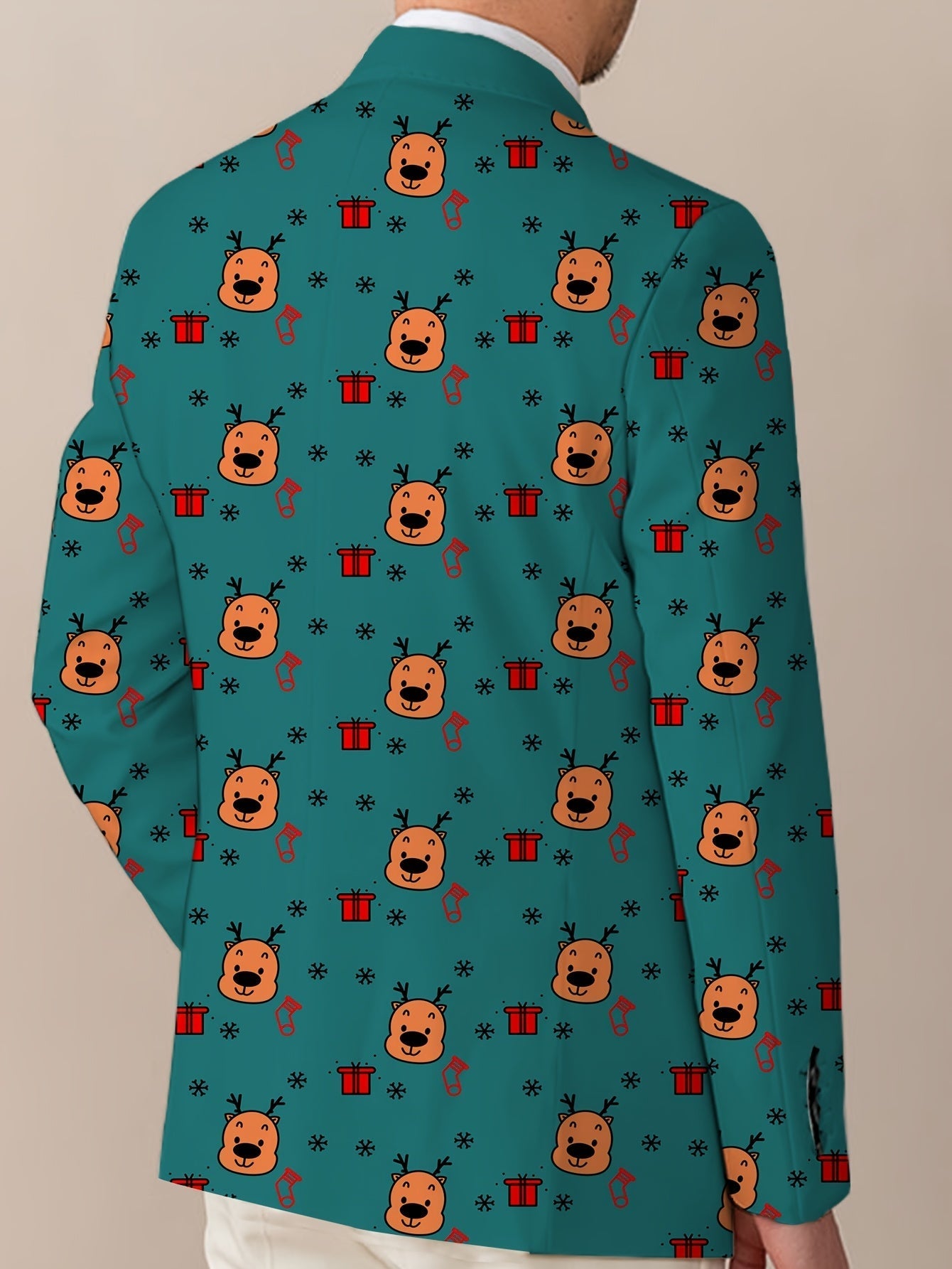 Men's Playful Cartoon Face & Stripes Blazer - Casual Polyester & Elastane, Button-Up with Notch Lapel, Non-Transparent, All-Season, Easy Care Hand or Dry Clean Only, Comfortable Suit|Stylish Suit|Structured Fit SHOWLU FASHION STORE