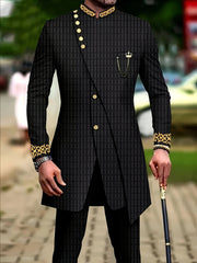 Men's Casual Long-sleeved Two-piece Suit, Mid-length Top And Trousers