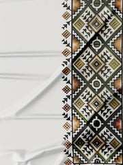 Men's White Geometric Print Casual T-Shirt - 100% Polyester, Breathable & Moisture-Wicking, Machine Washable, Regular Fit for All-Season Comfort, Breathable Clothing | Geometric Pattern Shirt | Comfortable Fit