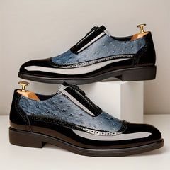 Men'S Classic Wing - Tip Brogue Oxford Shoes - Available In Black And Blue. These Are Stylish Casual Shoes With Non - Slip Rubber Soles, Suitable For Business Events, Weddings, And Graduation Ceremonies. Model Number 19582 SHOWLU FASHION STORE