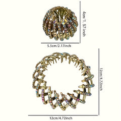 Cubidupi Elegant Bird Nest Magic Hair Clip - Sparkling Rhinestone Ponytail Holder with Non-Slip Grip, Strong Hold Hair Accessory for Women & Girls, Multi-Color Rhinestones for Weddings, Parties, Everyday Use, Wedding Hairpiec