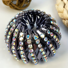 Cubidupi Elegant Bird Nest Magic Hair Clip - Sparkling Rhinestone Ponytail Holder with Non-Slip Grip, Strong Hold Hair Accessory for Women & Girls, Multi-Color Rhinestones for Weddings, Parties, Everyday Use, Wedding Hairpiec