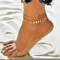 4pc/set Bohemia Shell Chain Anklet Sets For Women Sequins Ankle Bracelet On Leg Foot Trendy Summer Beach Jewelry Gift - SHOWLU FASHION STORE