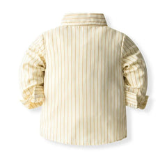 4Piece Set Spring Autumn Baby Boy Clothes Fashion Gentleman Stripe Cotton Long Sleeve Tops+Pants+Bow+Straps Kids Clothing BC1798 - SHOWLU FASHION STORE