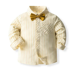 4Piece Set Spring Autumn Baby Boy Clothes Fashion Gentleman Stripe Cotton Long Sleeve Tops+Pants+Bow+Straps Kids Clothing BC1798 - SHOWLU FASHION STORE