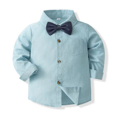 4Piece Spring Toddler Clothes Boy Fashion Gentleman Suit Long Sleeve Cotton Baby Tops+Pants+Straps+Tie Kids Clothing Set BC1850 - SHOWLU FASHION STORE