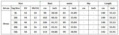 A size chart table for a plus size women's maxi dress showing bust, waist, and length measurements.