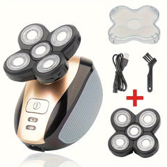 5 - Head Men's Electric Shaver - Rechargeable, Cordless, Travel - Friendly, Wet/Dry Shaving, LED Display, Easy Cleaning, Compact Grooming Kit for Him, Perfect for Travel and Daily Use - SHOWLU FASHION STORE