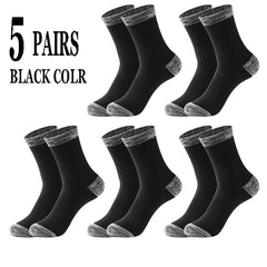 5 Pairs/Lot Men Socks Autumn Winter High Quality Casual Running Black Sports Hiking Socks Male Long Socks Comfortable Size 38 - 44 - SHOWLU FASHION STORE