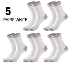 5 Pairs/Lot Men Socks Autumn Winter High Quality Casual Running Black Sports Hiking Socks Male Long Socks Comfortable Size 38 - 44 - SHOWLU FASHION STORE