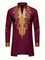 Men's Casual Striped Long Sleeve Robe Set - Polyester, Machine Washable, Stand Collar