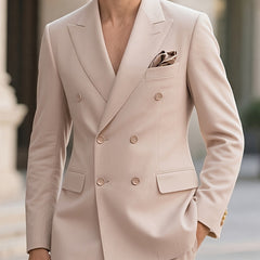 2pcs Men'S Tailored Suit with Notched Lapel & Matching Vest - Slim Fit Formal Wedding & Party Coat, Solid Color Long Sleeve with Pockets, Black/Brown/Beige, Wedding Attire, Sophisticated Style, Notched Lapel Design