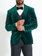 Men's Elegant Velvet Blazer - Royal Blue, Long Sleeve, Double-Breasted with Pockets, Notched Lapel, Perfect for Fall and Winter Formal Events SHOWLU FASHION STORE