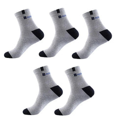 5Pairs Men Bamboo Fiber Autumn Winter Men Socks Breathable Cotton Sports Sock Breathable Deodorant Business Socks Size 37 - 43 - SHOWLU FASHION STORE