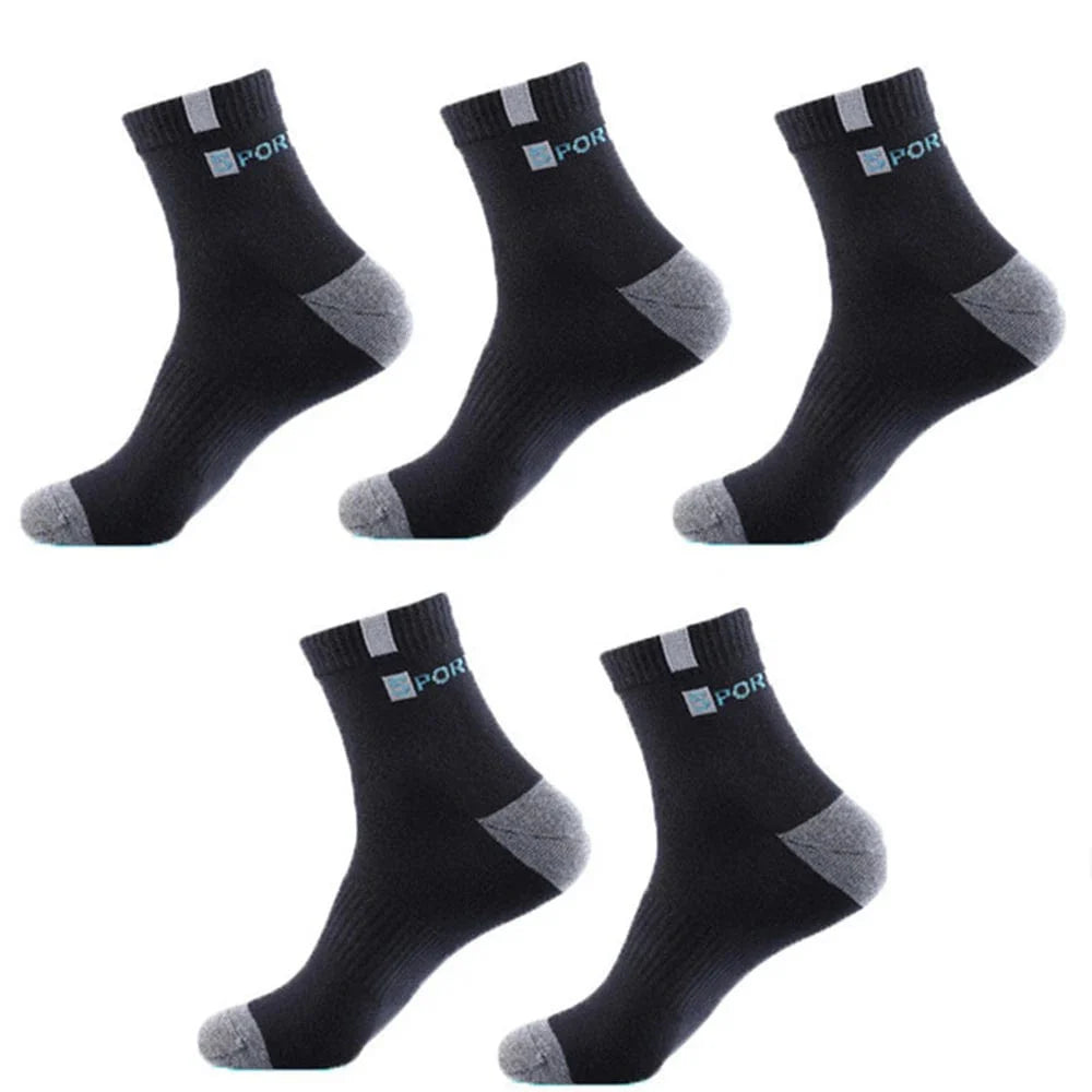 5Pairs Men Bamboo Fiber Autumn Winter Men Socks Breathable Cotton Sports Sock Breathable Deodorant Business Socks Size 37 - 43 - SHOWLU FASHION STORE