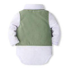 5Piece Sets Spring Autumn Newborn Boy Clothes Korean Fashion Gentleman Bodysuit+Vest+Pants+Tie+Hat Baby Luxury Clothing BC1684 - SHOWLU FASHION STORE