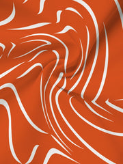 Women's Elegant Striped Button-Front Blouse - Orange & Black Contrast Design, Semi-Sheer Long Sleeve Shirt, Machine Washable All-Season Top for Casual & Formal Wear, Contrast Color Design, Structured Turndown Collar