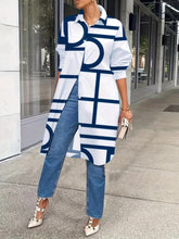 Elegant Women's Long Sleeve Shirt with Unique Print & Button Detail - Casual Polyester Blend, Machine Washable