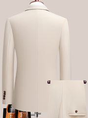 Youth Lapel Double Breasted Suit Set, Business Casual Solid Color Two-piece Set, Four Season Universal Graduation Ceremony Formal Attire, Interview Performance Dress Suit