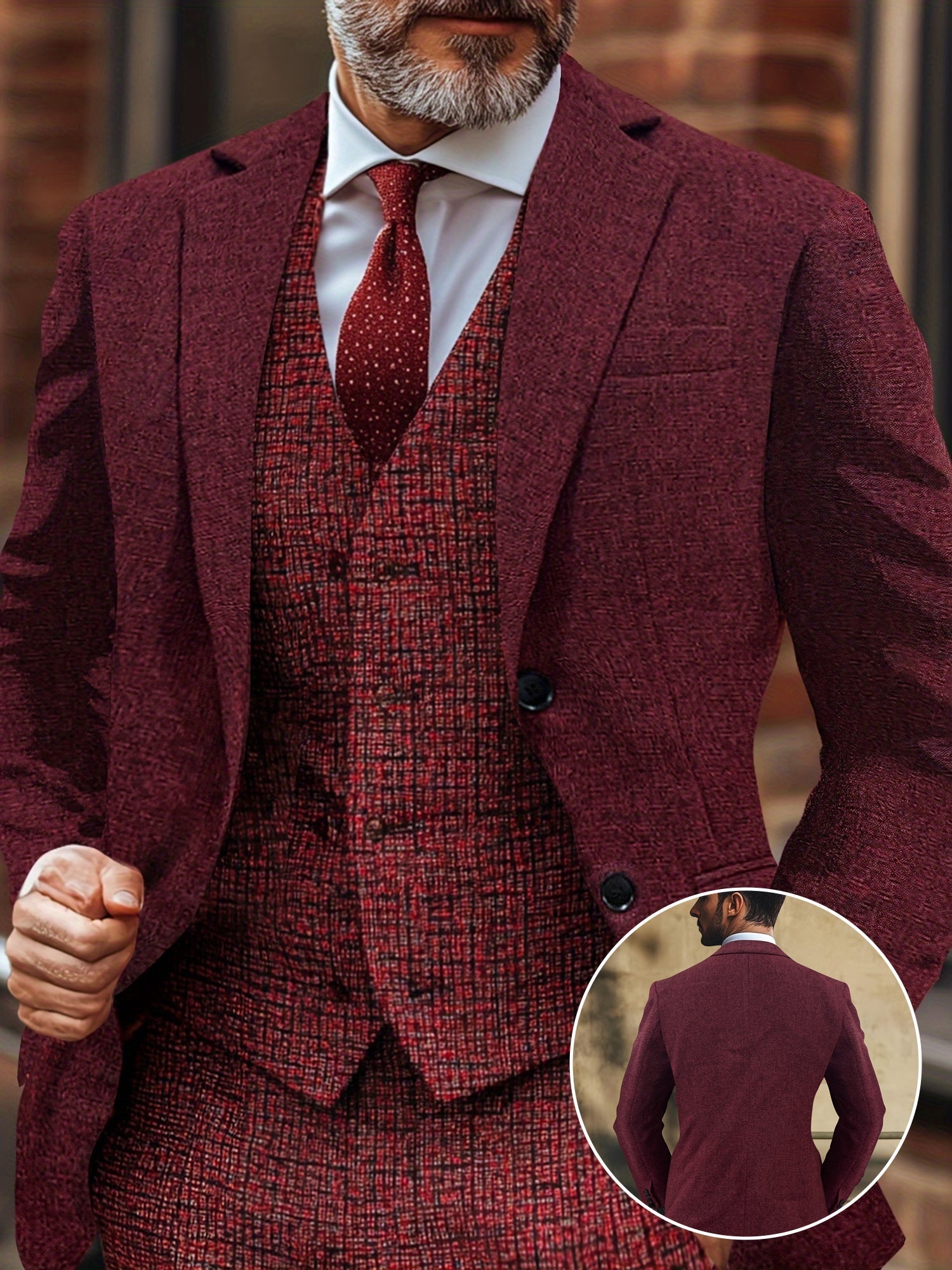 Men's Geometric-Patterned Polyester Suit Jacket, 100% Polyester Woven Fabric, Mature Style with Lapel Collar, Regular Fit, All-Season Adult Blazer, Seasonal Fashion | Classic Lapel Collar | Button Closure Blazer SHOWLU FASHION STORE