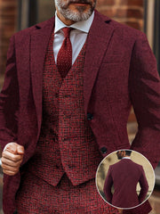 Men's Geometric-Patterned Polyester Suit Jacket, 100% Polyester Woven Fabric, Mature Style with Lapel Collar, Regular Fit, All-Season Adult Blazer, Seasonal Fashion | Classic Lapel Collar | Button Closure Blazer SHOWLU FASHION STORE