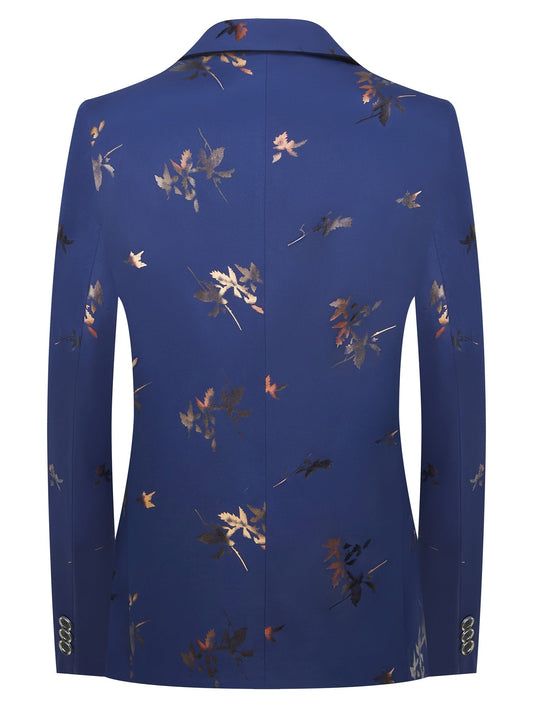 Abstract Gold-Foiled Suit with Maple Leaf Design for Spring And Autumn. SHOWLU FASHION STORE