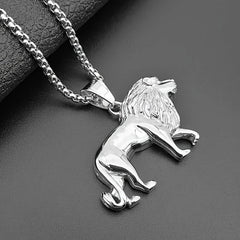 2pcs/set Stainless Steel Fashion Domineering Lion Pendant Animal Necklace Men's Personalized Hip-hop Trend Street Party Jewelry Gift SHOWLU FASHION STORE